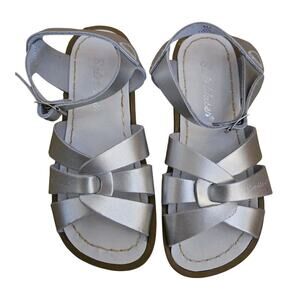 Salt Water Original Leather Sandals Water Shoes‎ Silver Little Girls 11